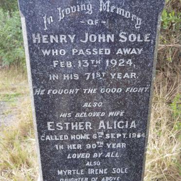 SOLE Henry John -1924 &amp; Esther Alicia -1944 :: SOLE Myrtle Irene 1888-1948