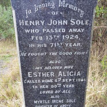 SOLE Henry John -1924 &amp; Esther Alicia -1944 :: SOLE Myrtle Irene 1888-1948