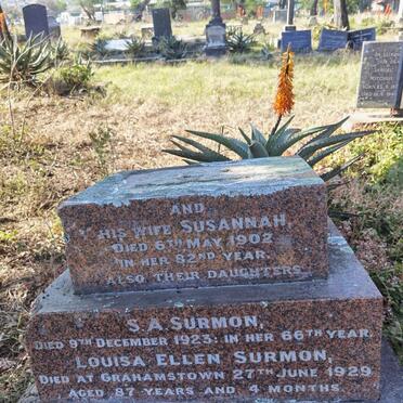 SURMON Susannah -1902 :: SURMON S.A. -1923 :: SURMON Louisa Ellen -1929