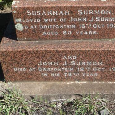 SURMON John J. -1924 &amp; Susannah -1923