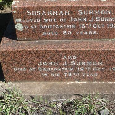 SURMON John J. -1924 &amp; Susannah -1923