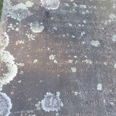 SANDERS ? 18??-187? &amp; Eliza 18??-1906 :: SANDERS Alexander 1851-1852