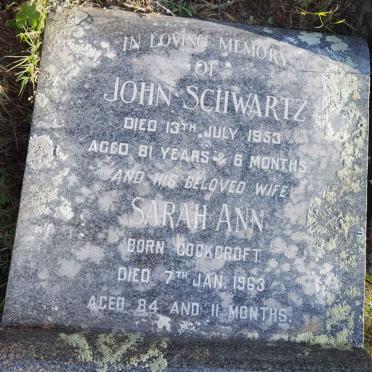 SCHWARTZ John -1953 &amp; Sarah Ann COCKCROFT -1963