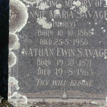 SAVAGE Nathan Ewin 1871-1963 &amp; Annie Maria MOREY 1868-1956