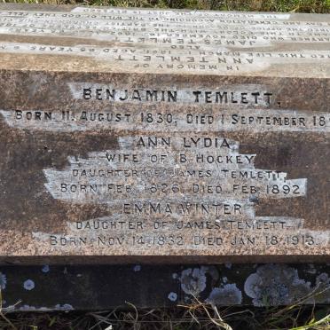 TEMLETT Benjamin 1830-1896 :: HOCKEY Ann Lydia nee TEMLETT 1826-1892 :: WINTER Emma nee TEMLETT 1832-1913
