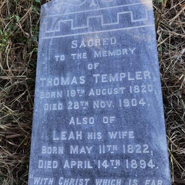 TEMPLER Thomas 1820-1904 &amp; Leah 1822-1894