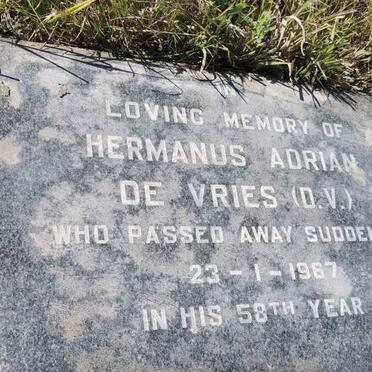 VRIES Hermanus Adrian, de -1967