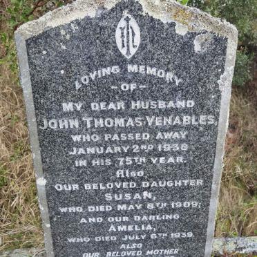 VENABLES John Thomas -1938 &amp; Hester -1944 :: VENABLES Susan -1909 :: VENABLES Amelia -1939