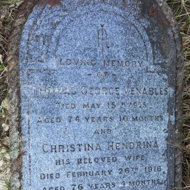 VENABLES Thomas George -1915 &amp; Christina Hendrina -1916