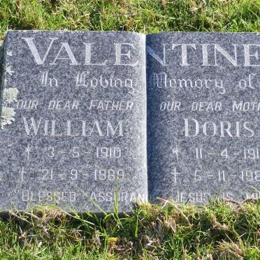 VALENTINE William 1910-1989 &amp; Doris 1914-1983