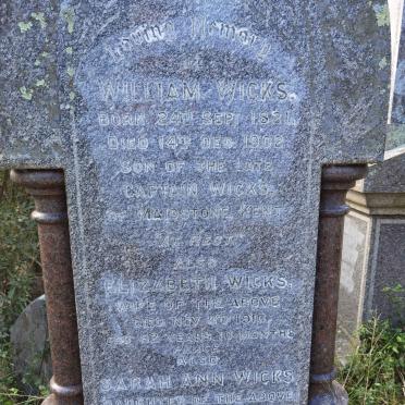 WICKS William 1821-1902 &amp; Elizabeth -1910 :: WICKS Sarah Ann -1905