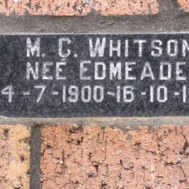 WHITSON M.C. nee EDMEADES 1900-1990