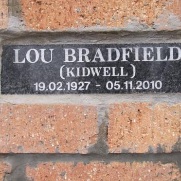 BRADFIELD Lou nee KIDWELL 1927-2010