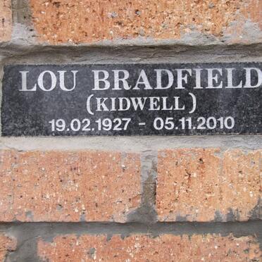 BRADFIELD Lou nee KIDWELL 1927-2010