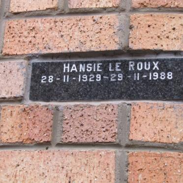 ROUX Hansie, le 1929-1988
