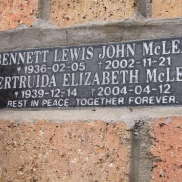 McLEAN Bennet Lewis John 1936-2002 &amp; Getruida Elizabeth 1939-2004