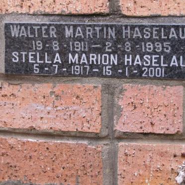 HASELAU Walter Martin 1911-1995 &amp; Stella Marion 1917-2001
