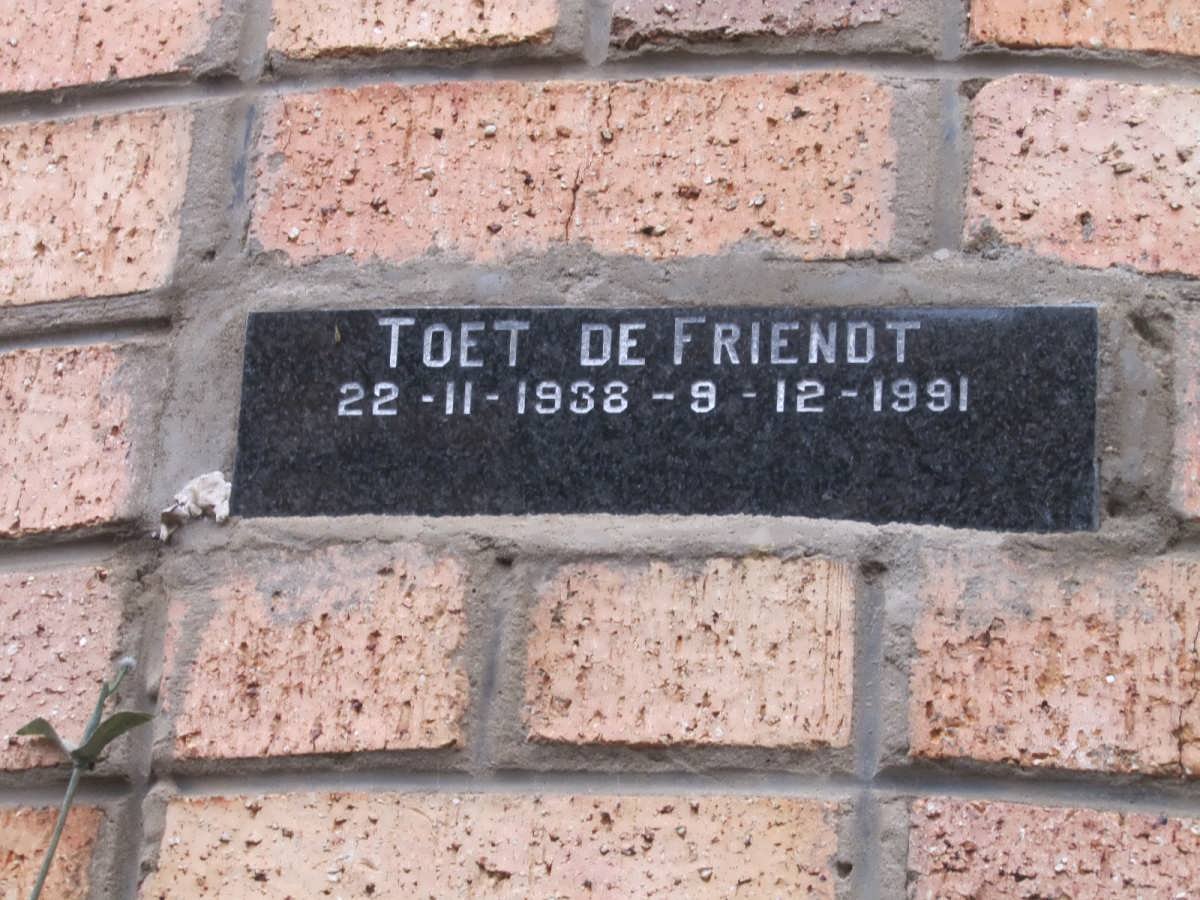 FRIENDT Toet, du 1938-1991