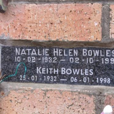 BOWLES Keith 1932-1998 &amp; Natalie Helen 1932-1993