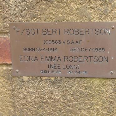 ROBERTSON Bert 1916-1989 &amp; Edna Emma LONG 1916-1981