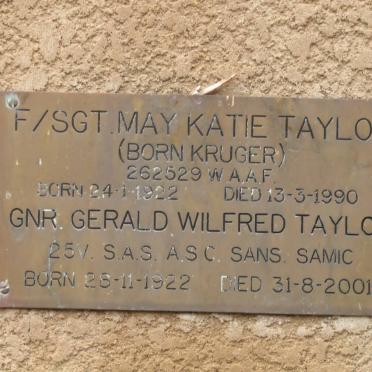 TAYLOR Gerald Wilfred 1922-2001 &amp; May Katie KRUGER 1922-1990