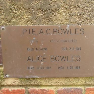 BOWLES A.C. 1896-1985 &amp; Alice 1902-1996