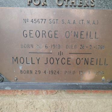 O'NEILL George 1919-1996 &amp; Molly Joyce 1924-1989
