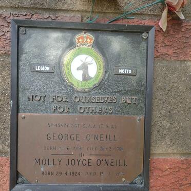 O'NEILL George 1919-1996 &amp; Molly Joyce 1924-1989