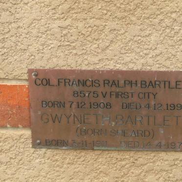 BARTLETT Francis Ralph 1908-1990 &amp; Gwyneth SHEARD 1911-1977