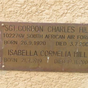 HILL Gordon Charles 1920-2006 &amp; Isabella Cornelia 1919-2009