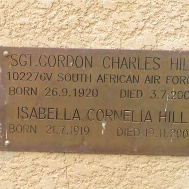 HILL Gordon Charles 1920-2006 &amp; Isabella Cornelia 1919-2009