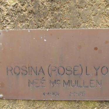 LYONS Rosina nee McMULLEN 1934-1985
