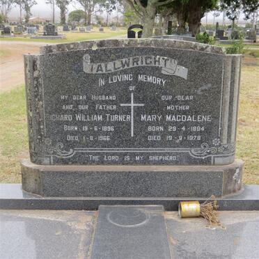 ALLWRIGHT Richard William Turner 1896-1966 &amp; Mary Magdalene 1894-1978