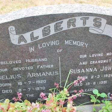 ALBERTS Cornelius Armanus 1920-1970 &amp; Susanna Johanna 1926-1991