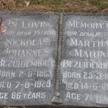 BEZUIDENHOUT Nickolas Johannes 1863-1929 &amp; Martha Maria 1860-1951