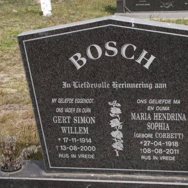BOSCH Gert Simon Willem 1914-2000 &amp; Maria Hendrina Sophia CORBETT 1918-2011