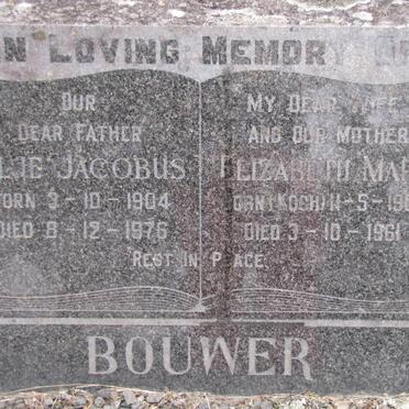 BOUWER Alie Jacobus 1904-I976 &amp; Elizabeth Mary KOCH 1905-1961
