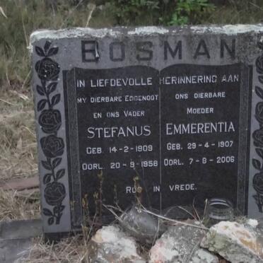 BOSMAN Stefanus 1909-1958 &amp; Emmerentia 1907-2006