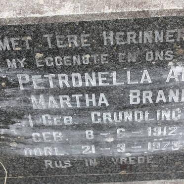 BRAND Petronella Anna Martha nee GRUNDLING 1912-1973