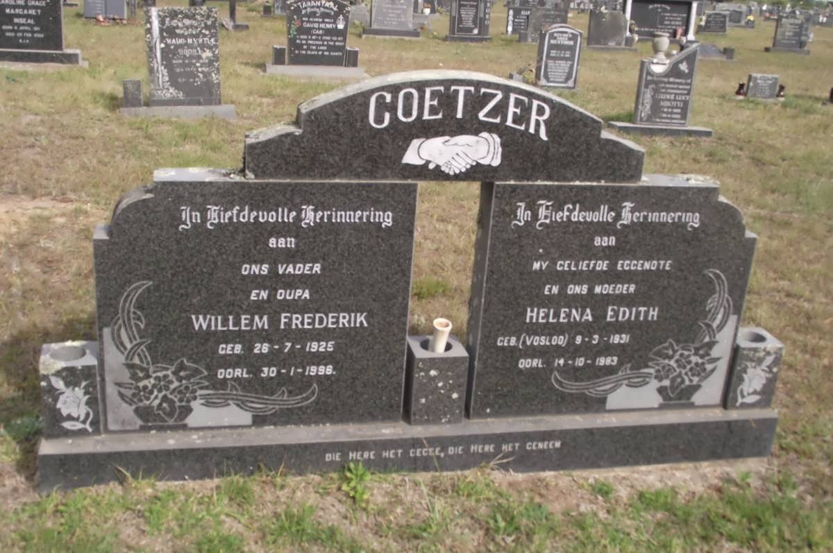 COETZER Willem Frederik 1925-1998 &amp; Helena Edith VOSLOO 1931-1983