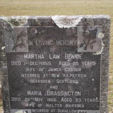COSSER Martha Law nee BENNIE -1955 :: MARSDEN Maria nee BRASSINGTON -1966