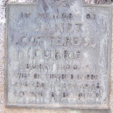 CURRIE Janet Cotterell nee HOOLE 1891-1958