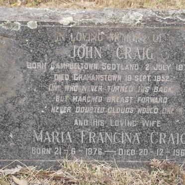 CRAIG John 1871-1952 &amp; Maria Francina 1876-1962