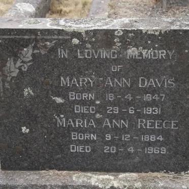 DAVIS Mary Ann 1847-1931 :: REECE Maria Ann 1884-1969