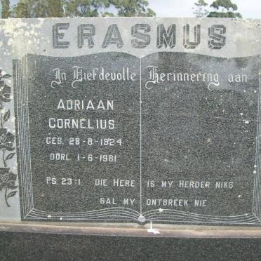 ERASMUS Adriaan Cornelius 1924-1981