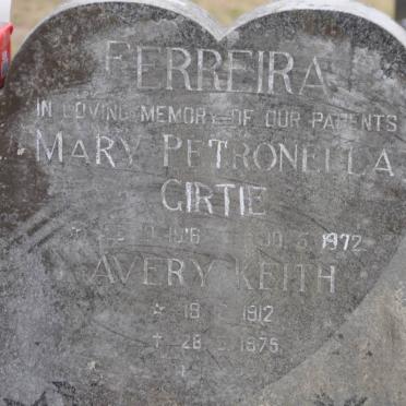 FERREIRA Avery Keith 1912-1975 &amp; Mary Petronella Gertie 1916-1972