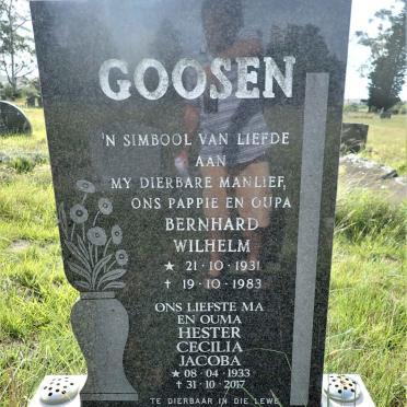 GOOSEN Bernhard Wilhelm 1931-1983 &amp; Hester Cecilia Jacoba 1933-2017