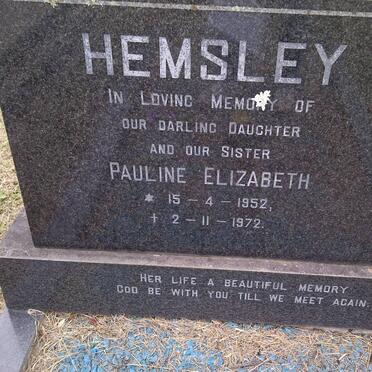 HEMSLEY Pauline Elizabeth 1952-1972