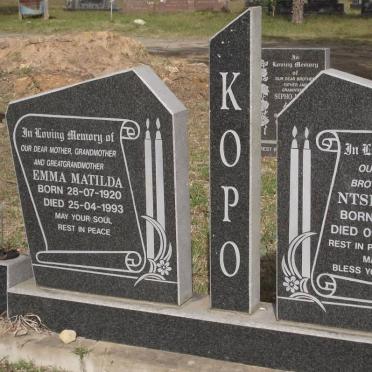 KOPO Ntsika Keith 1976-2003 &amp; Emma Matilda 1920-1993