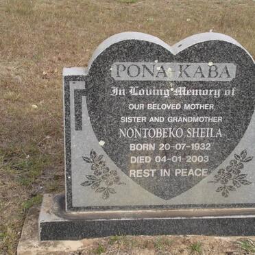 KABA Nontobeko Sheila, Pona 1932-2003
